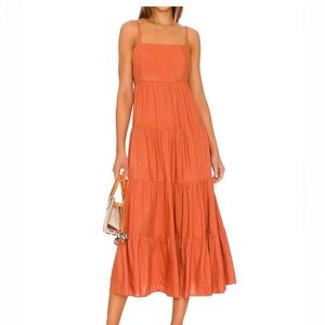 L'AGENCE Terracotta Tiered Midi Dress